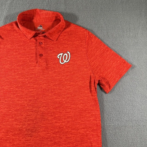 Washington Nationals Polo Mens Large Red Majestic Cool Base MLB Baseball‎ DC - Picture 1 of 9